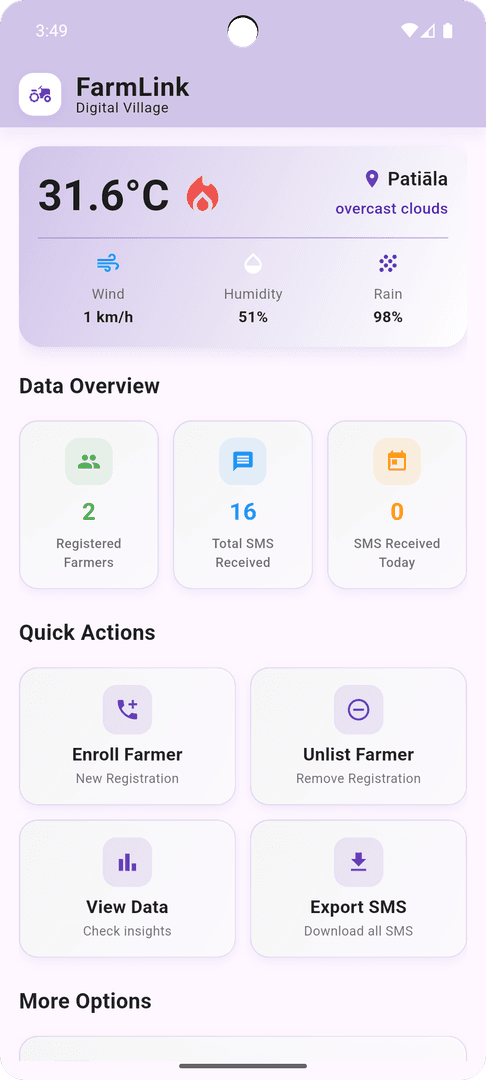 FarmLink Home Screen