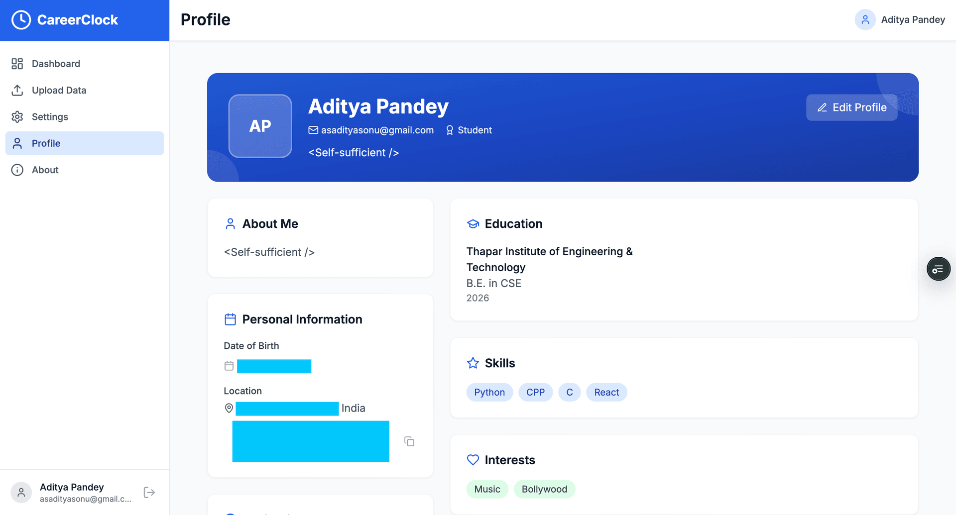 Application Tracking Interface
